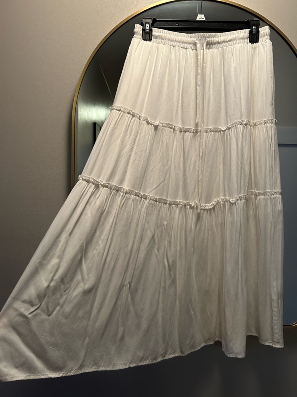 Cider White Tiered Maxi Skirt